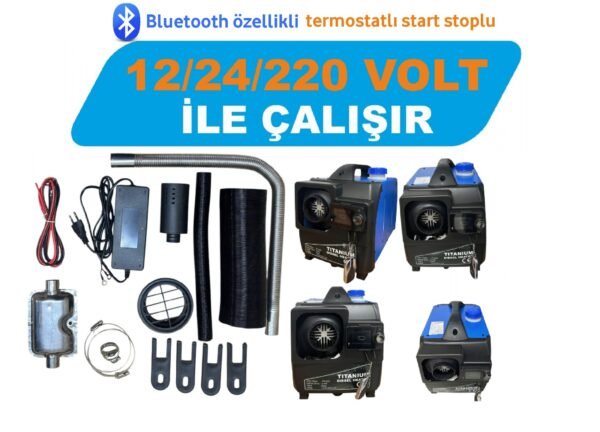 TİTANİUM çanta tipi dizel ortam ısıtıcı 12/24/220v bluetooth,lu - Görsel 2