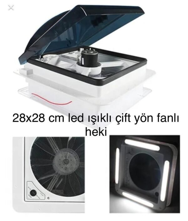 REXEX  Fanlı Tavan Heki 42x42cm 12v Çift Yön Sineklik + Led Işık - Görsel 3