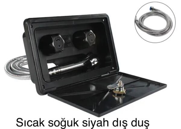 REVEX sıcak soğuk dış duş kilitli siyah