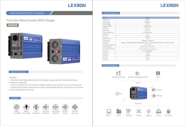 Lexron 12V 2000W Tam Sinüs UPS İnverter - Görsel 2