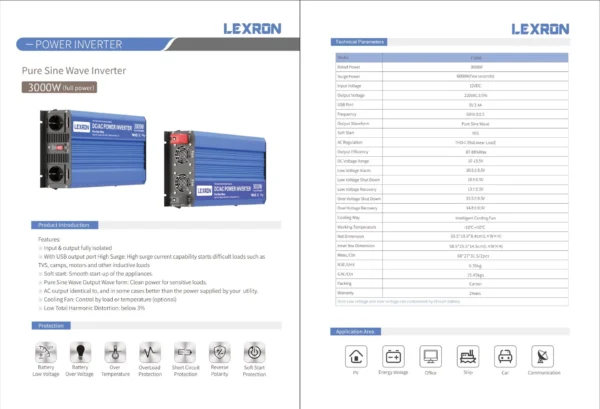 Lexron 12V 3000W Tam Sinüs Inverter - Görsel 3